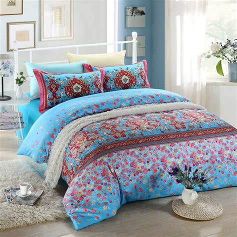 Blue And Pink Floral Bedding Set With Images Floral Bedding Sets