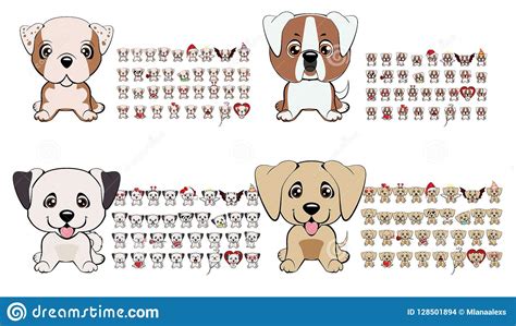 A Large Collection Of Dogs Of Different Breeds With Different Emotions And Different Objects ...