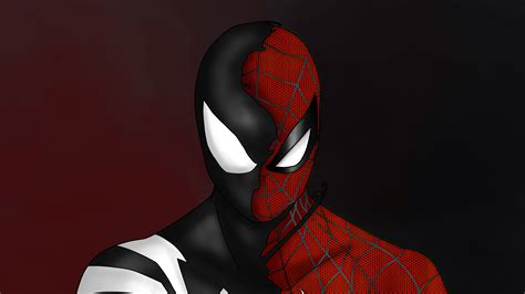 Spider Man Custom Symbiote Red Suit Split 4k Wallpaper 4k