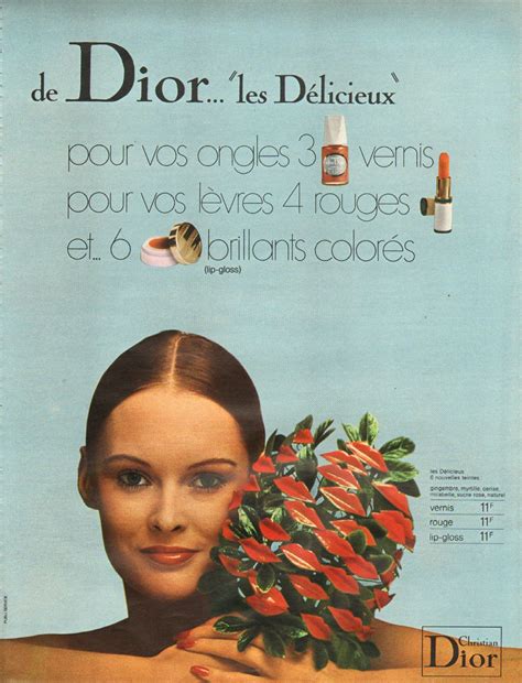 An Advertisement For Dior Cosmetics With A Woman Holding Flowers