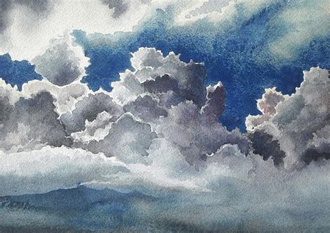 August Clouds By Helen Klebesadel Watercolor Painting Watercolor