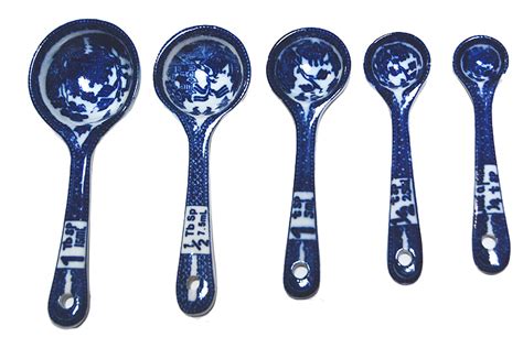 Blue Willow Ware Set Of 5 Measuring Spoons