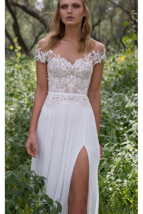 Lace Chiffon Off The Shoulder Wedding Dresses Bridal Gowns 3030276