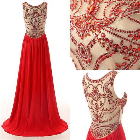 red crystals long prom dresses cocktail dresses bridesmaid dresses fashion party dress wedding