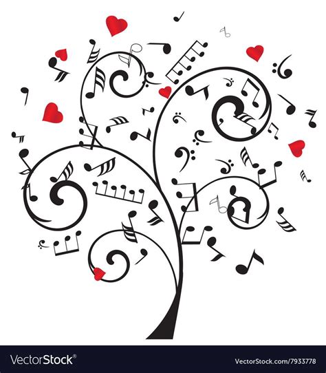 A Tree With Musical Notes And Hearts Download A Free Preview Or High