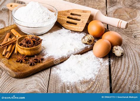 Basic Ingredients For Baking Stock Image Image Of Spoon Recipe 39663773