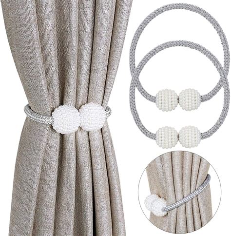 Curtain Tieback Magnetic 2pcs Curtain Holders Elegant Pearl Bead