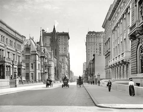 Fifth Avenue Hotels North From 51st Street Manhattan Nyc Circa 1908
