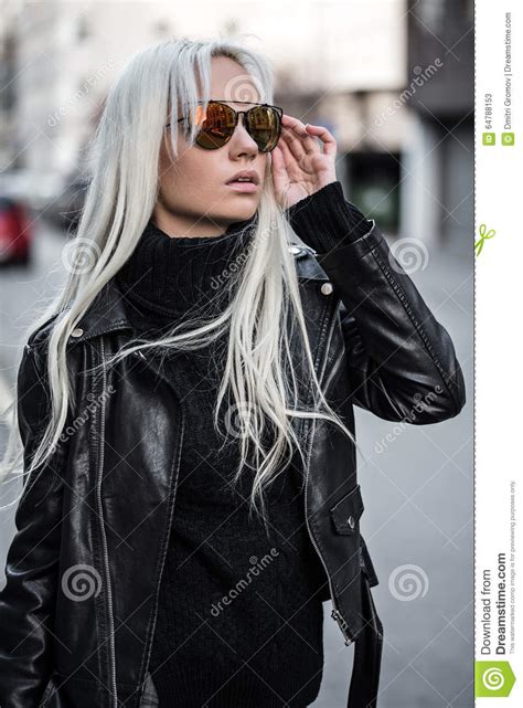 Portrait Of Beautiful Blonde Girl In Sunglasses Outdoors Stock Image Image Of Beautiful
