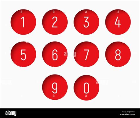 Conjunto De Números Del 0 Al 9 Con Una Forma Redonda Roja Con Una