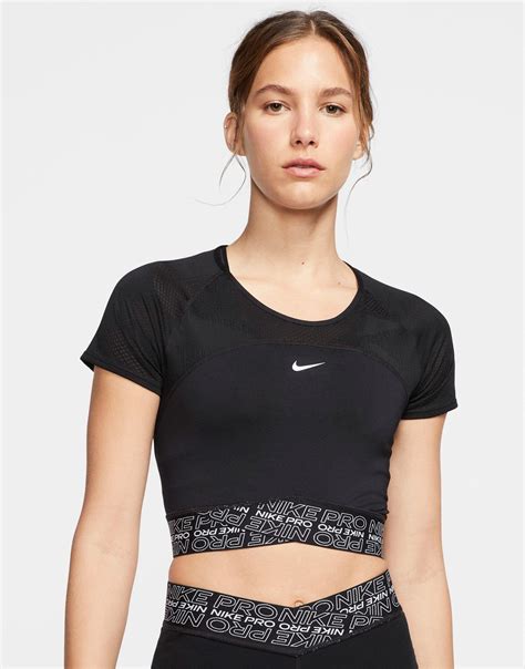 Nike Nike Pro Training Cropped T Shirt With Mesh Inserts In Black Lyst