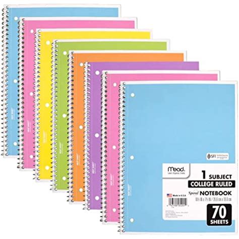 Mead Spiral Notebook 8 Pack Of 1 Subject College Ruled Spiral Bound