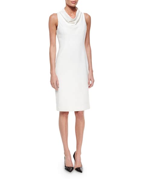 Milly Sleeveless Cowl Neck Sheath Dress In White Lyst