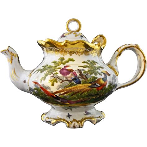 Rococo Style Fancy Porcelain Teapot Hand Painted Pheasant ...