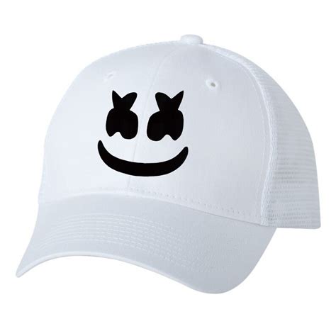 Dj Marshmello Hat White Trucker Style Adjustable Snapback Etsy
