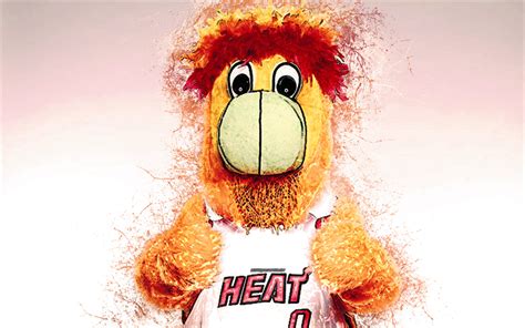Download Wallpapers Burnie Official Mascot Miami Heat 4k Art Nba