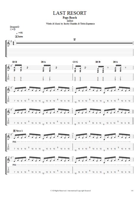 Last Resort Tab By Papa Roach Guitar Pro Full Score Mysongbook