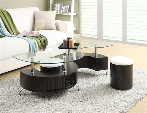 Have a modern home decor and living room now. Glass Coffee Table With Ottomans Underneath | Coffee table ...