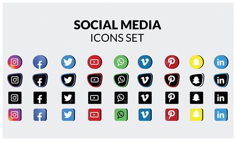 Premium Vector Popular Social Media Icons Set