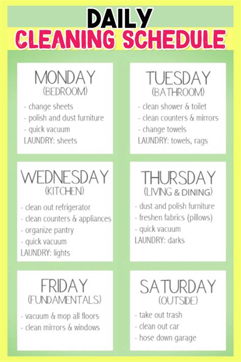 Printable Cleaning Schedule Free Web 28 Free Printable Cleaning