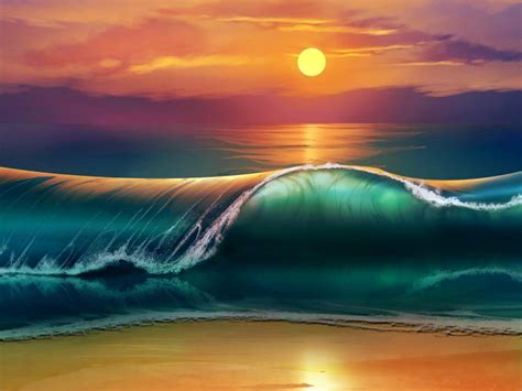 Background Sunset Sunset Sea Waves Beach 4k Ultra Hd Wallpapers For