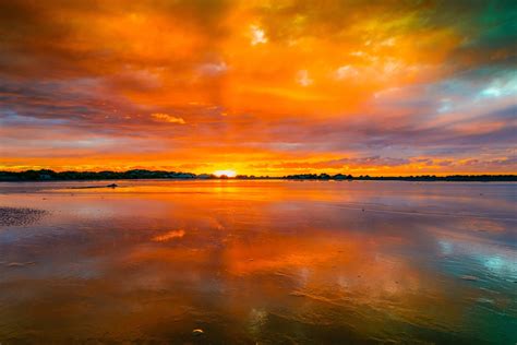 Sunlight Landscape Sunset Sea Reflection Sky Clouds Sunrise