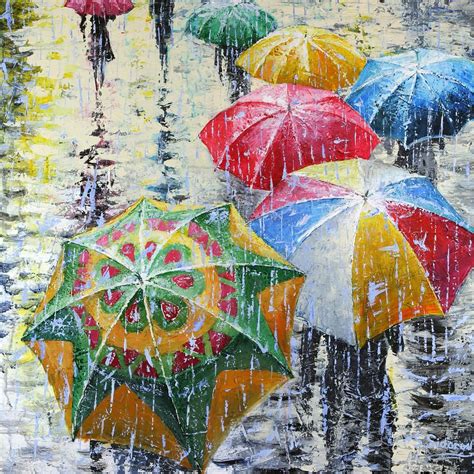 Umbrellas Painting In Oil By Stanislav Sidorov In 2019 Rain