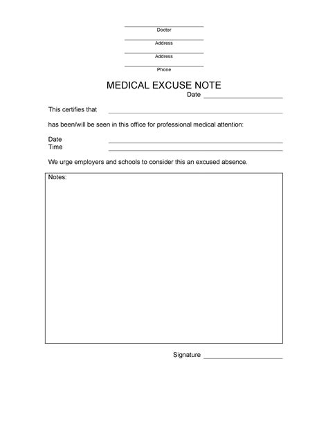 template for doctors note