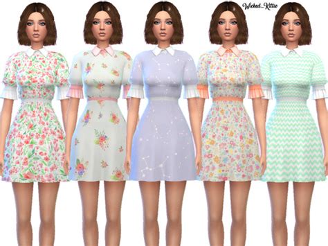 Cute Cuffed And Collared Dresses By Wickedkittie At Tsr Sims 4 Updates
