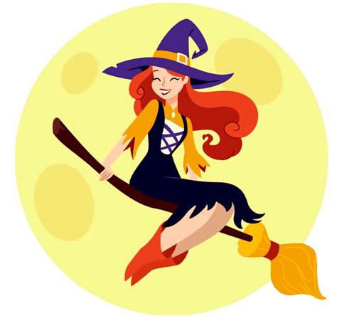 Cartoon Witch Flying On A Broom Clipart Free Download Transparent Png