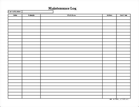 Free Easy Copy Simple Automotive Maintenance Log Wide From Formville