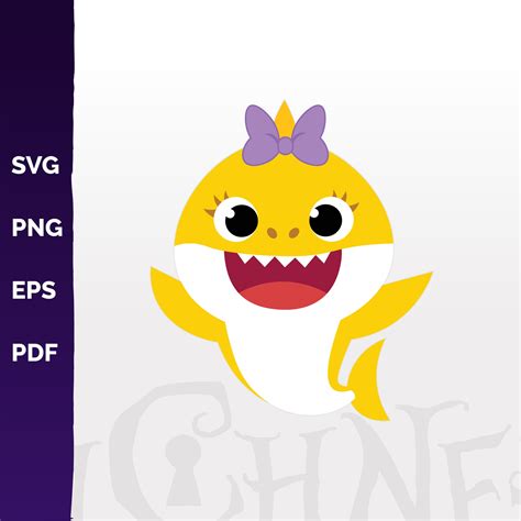 Yellow Baby Girl Shark Purple Bow Svg Png Pdf Eps Baby Etsy