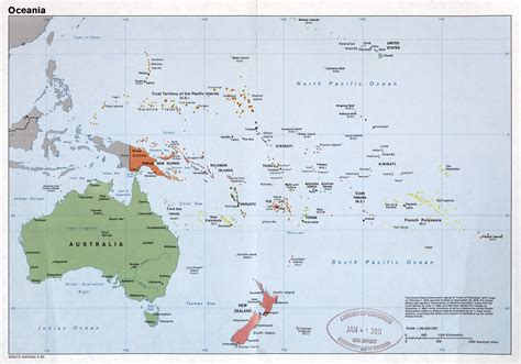 Large Detailed Political Map Of Oceania With Major Cities And Capitals