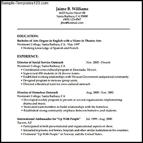 Chronological Resume Template Sample Templates Sample Templates