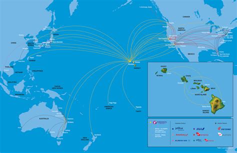 Hawaiian Airlines Route Map Hawaiian Airlines Hawaii Travel Route Map