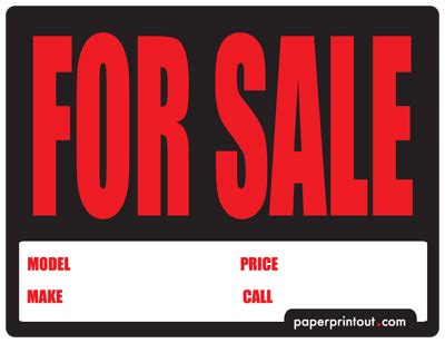 It also mentions the car's price and the payment method. Free Car For Sale Sign To Print Online