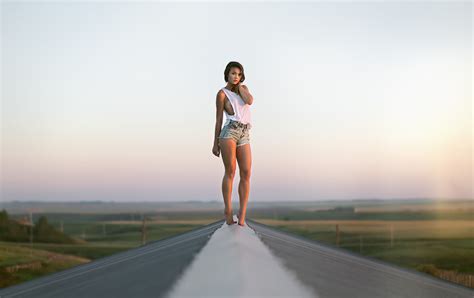 Wallpaper Sports Women T Shirt Photography Jean Shorts Rooftops Running Jogging