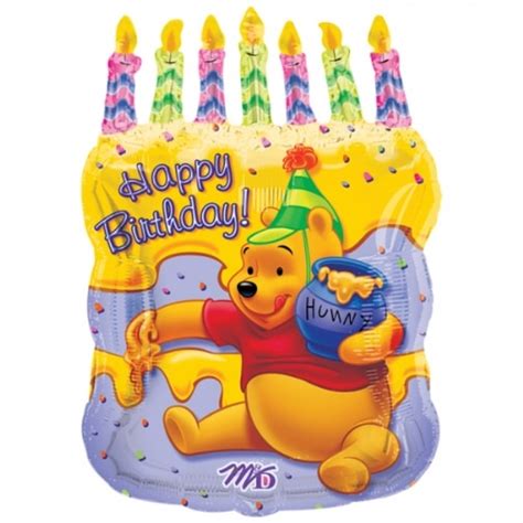26″ Winnie The Pooh Happy Birthday Cake Mylar Foil Balloon