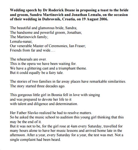 Sample Wedding Speech Example 7 Free Documents Download In Pdf