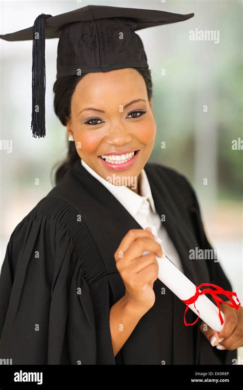 Portrait Of Attractive African American Female Graduate Stock Photo Alamy