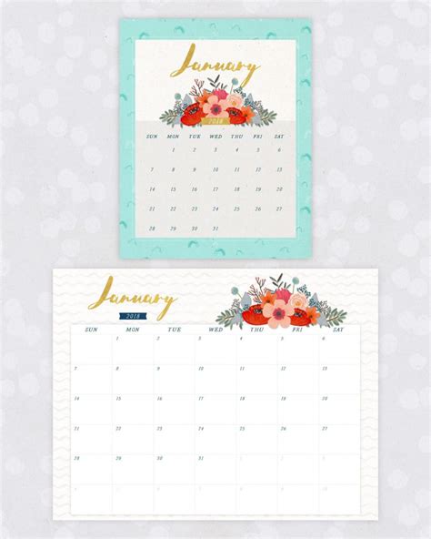 2018 Floral Calendar Printables Printables 4 Mom
