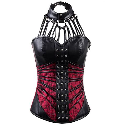 Gothic Steampunk Cybergoth Sexy Black Red Faux Leather Rebelsmarket