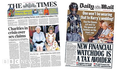 Newspaper Headlines Charity Sex Claims And Queen Of Fashion
