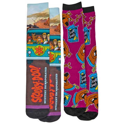 scooby doo mystery machine and scooby snacks sublimated 2 pack socks
