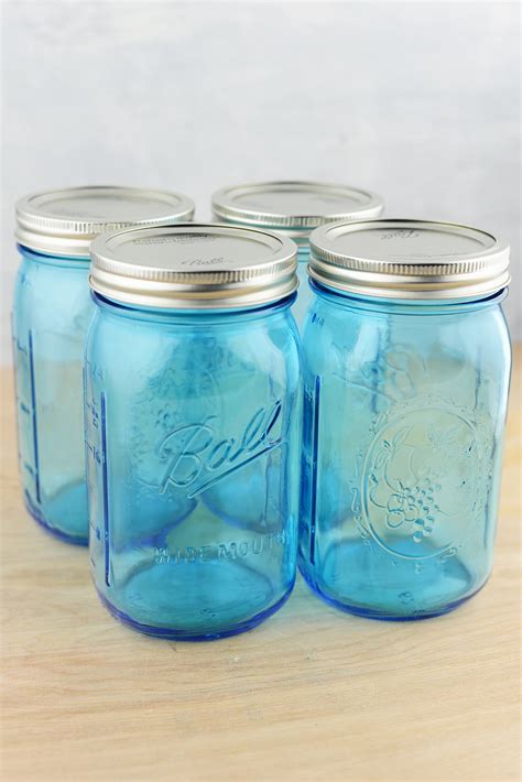 Mason Jars 4 16 Oz Blue Wide Mouth Jars Wide Mouth Blue Glass Quart Size Mason Jars 6 5in