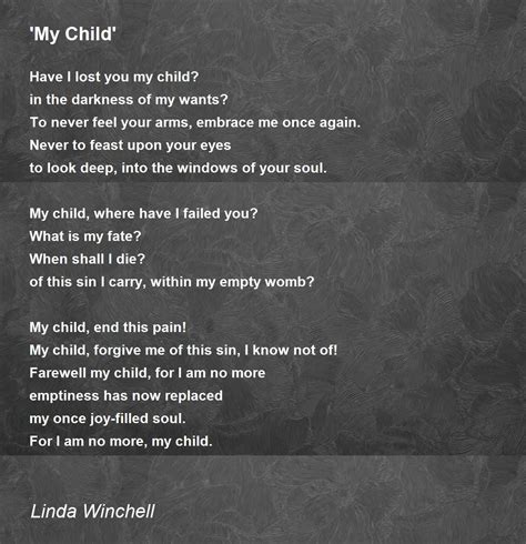 My Child My Child Poem By Linda Winchell