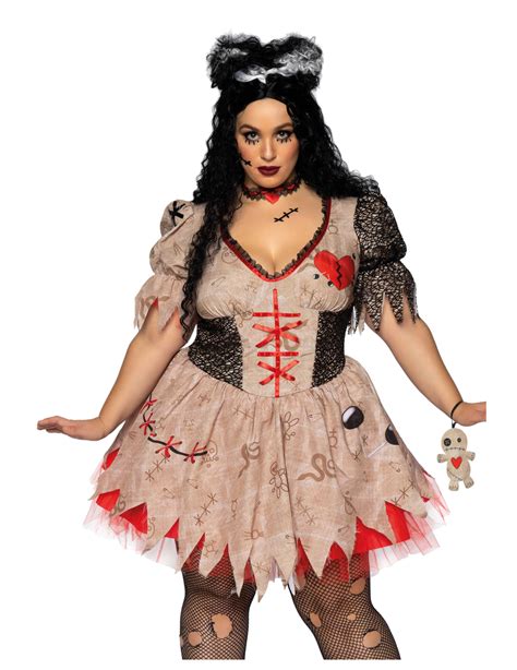 Voodoo Damenkostüm Halloween Verkleidung In Übergröße Braun Rot