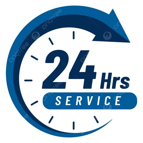 파란색 둥근 화살표와 시계가 있는 24시간 서비스 사인 디자인 24시간 서비스 24 시간 24시간 영업 Png 일러스트