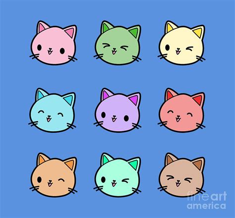 Kawaii Cats Digital Art By Blondia Bert Pixels