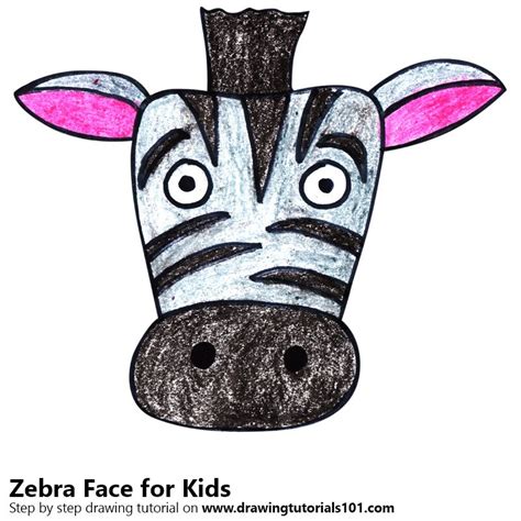 Learn How To Draw A Zebra Face For Kids Animal Faces For Kids Step By